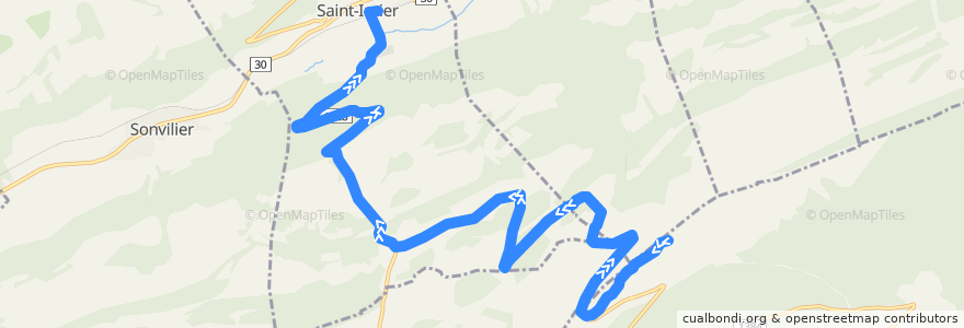 Mapa del recorrido Bus 121 de la línea  en Arrondissement administratif du Jura bernois.