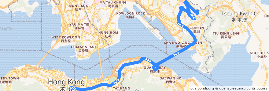 Mapa del recorrido Bus 601 (Admiralty (East) - Po Tat Estate) de la línea  en 香港.