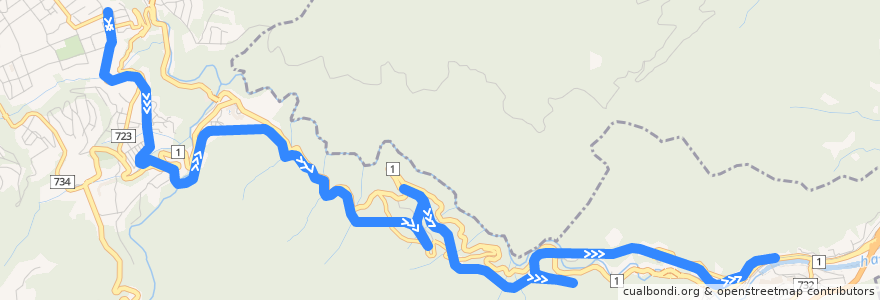 Mapa del recorrido 箱根登山鉄道鉄道線 de la línea  en 箱根町.