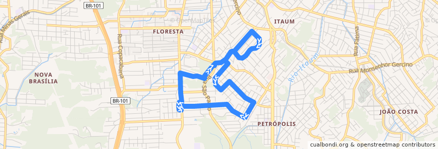 Mapa del recorrido Santa Rosa de Lima de la línea  en Joinville.