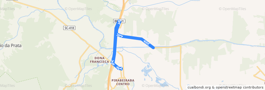 Mapa del recorrido Pirabeiraba/Estrada do Oeste de la línea  en Жоинвили.