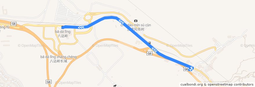 Mapa del recorrido Bus 八达岭景区接驳车 de la línea  en Yanqing District.