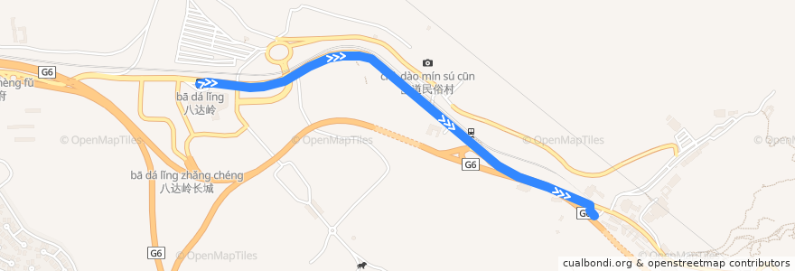 Mapa del recorrido Bus 八达岭景区接驳车 de la línea  en Yanqing District.