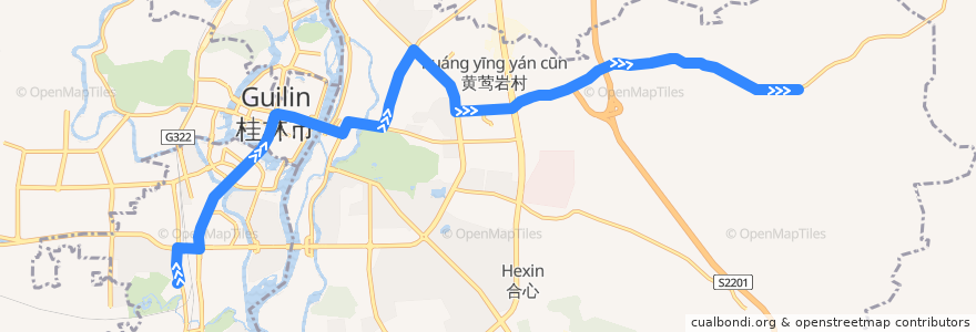 Mapa del recorrido Bus 10: 园林植物园 => 电子科大 de la línea  en غويلين.