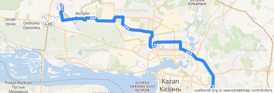 Mapa del recorrido А62 Осиново – магазин IKEA de la línea  en городской округ Казань.