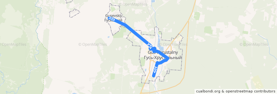 Mapa del recorrido авт. № 11: п.Гусевский=>ул. Солнечная de la línea  en городской округ Гусь-Хрустальный.