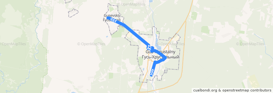 Mapa del recorrido авт. № 11: ул. Солнечная=>п.Гусевский de la línea  en городской округ Гусь-Хрустальный.