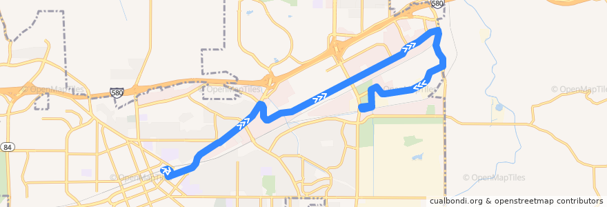 Mapa del recorrido Wheels 11: Livermore Transit Center => Vasco ACE Station de la línea  en Livermore.