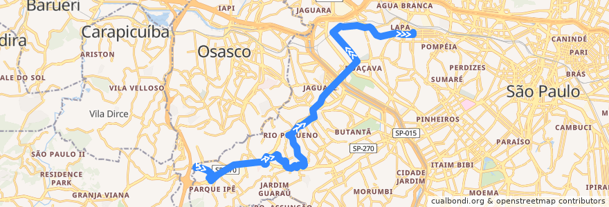 Mapa del recorrido 809T-10: Cohab Raposo Tavares -> Lapa de la línea  en San Paolo.