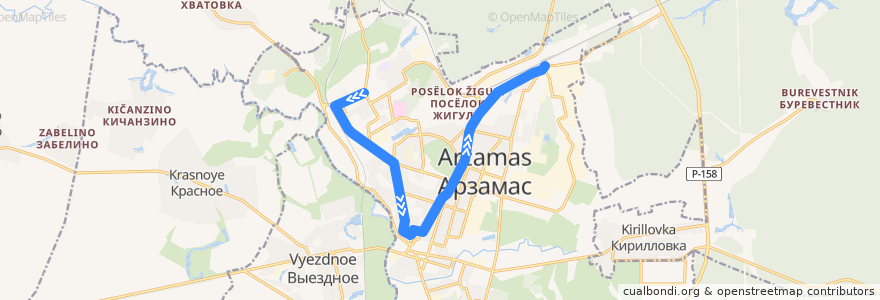 Mapa del recorrido Автобус №1: Автоколонна 1161 - База "Дока" de la línea  en городской округ Арзамас.