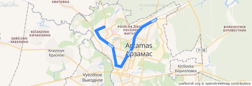 Mapa del recorrido Автобус №1: База "Дока" - Автоколонна 1161 de la línea  en городской округ Арзамас.