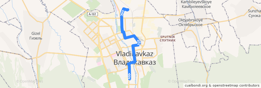 Mapa del recorrido Трамвайный маршрут №10 (обратное направление) de la línea  en городской округ Владикавказ.