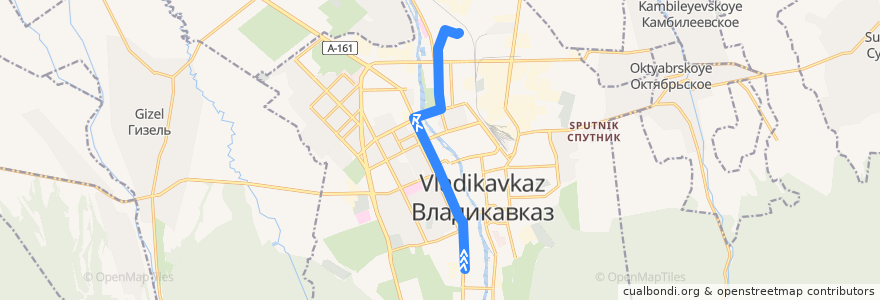 Mapa del recorrido Трамвайный маршрут №2 (обратное направление) de la línea  en городской округ Владикавказ.