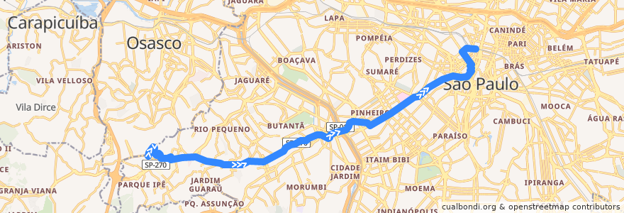 Mapa del recorrido 7458-10 Estação da Luz de la línea  en San Pablo.