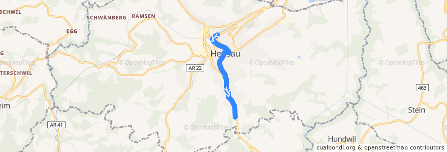 Mapa del recorrido Bus 174: Herisau, Bahnhof => Säge de la línea  en Herisau.