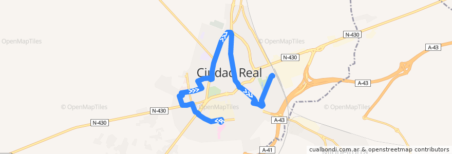 Mapa del recorrido 2 - Hospital General - Estación AVE de la línea  en Ciudad Real.