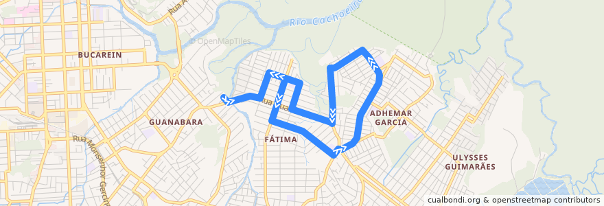 Mapa del recorrido Adhemar Garcia via Jarivatuba de la línea  en Joinville.