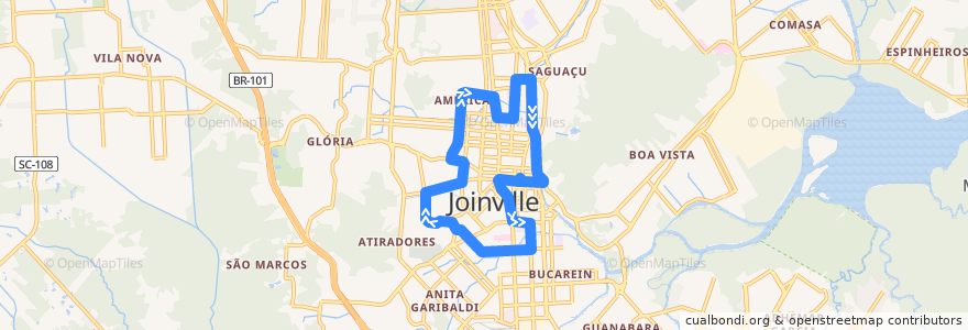 Mapa del recorrido Circular Centro de la línea  en Joinville.