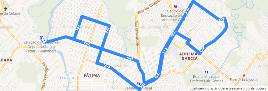 Mapa del recorrido Adhemar Garcia via Nova Joinville de la línea  en 若茵维莱.