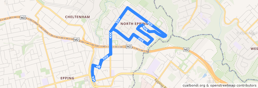 Mapa del recorrido North Epping to Epping de la línea  en Sydney.