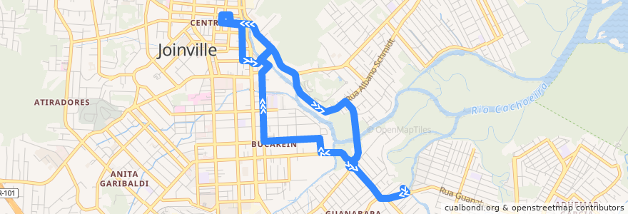 Mapa del recorrido Guanabara/Centro - Linha Direta de la línea  en Joinville.