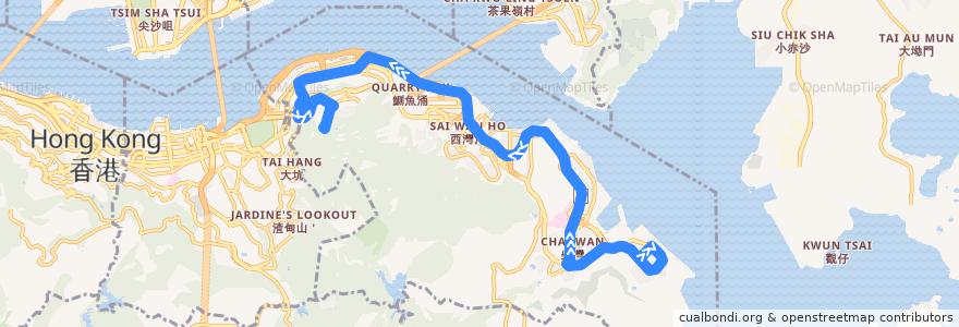 Mapa del recorrido 新巴81S線 NWFB 81S (富欣花園 Harmony Garden → 寶馬山 Braemar Hill) de la línea  en 홍콩.