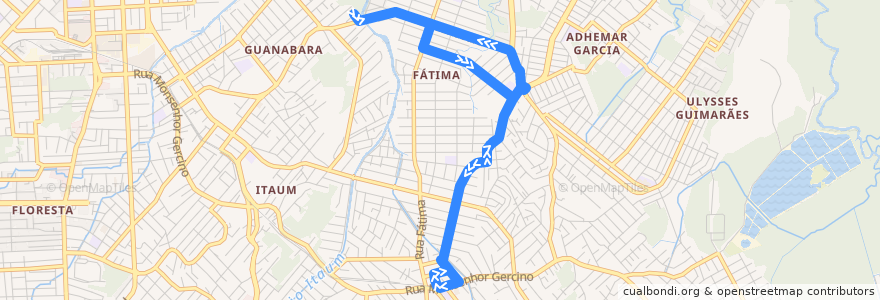 Mapa del recorrido Itaum/Guanabara via Agulhas Negras de la línea  en Жоинвили.