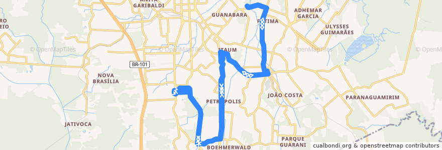 Mapa del recorrido Sul/Guanabara via Itaum de la línea  en 조인빌리.