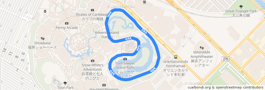 Mapa del recorrido ウエスタンリバー鉄道 de la línea  en Urayasu.