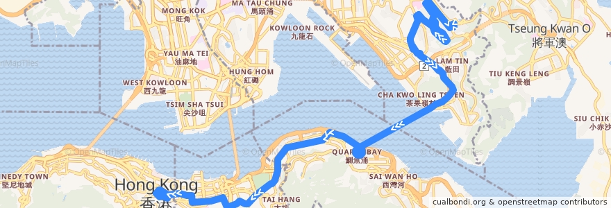 Mapa del recorrido Bus 601 (Po Tat Estate - Admiralty (East)) de la línea  en 香港 Hong Kong.