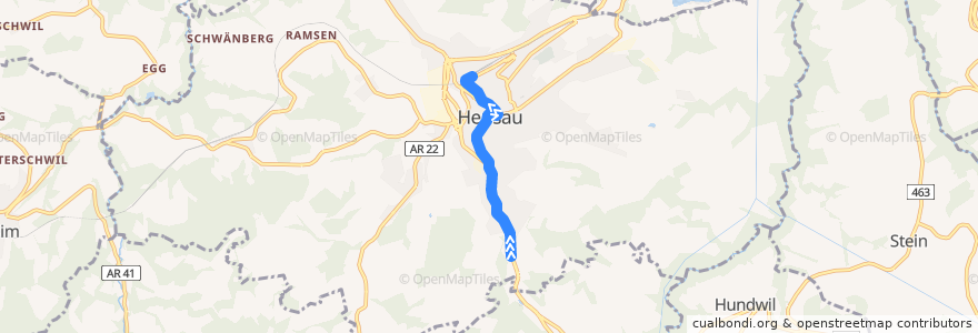 Mapa del recorrido Bus 174: Herisau, Säge => Bahnhof de la línea  en Herisau.