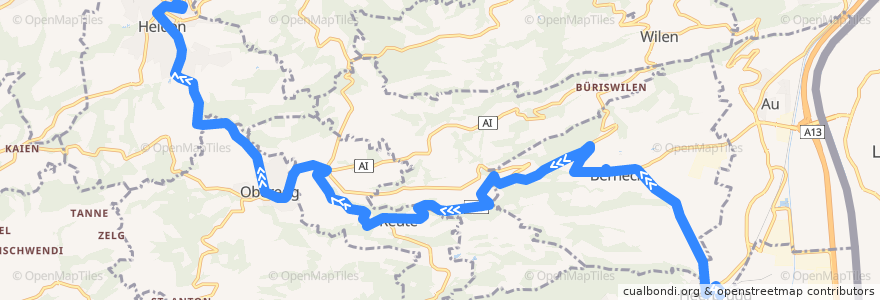 Mapa del recorrido Bus 226: Heerbrugg => Heiden de la línea  en St. Gallen.