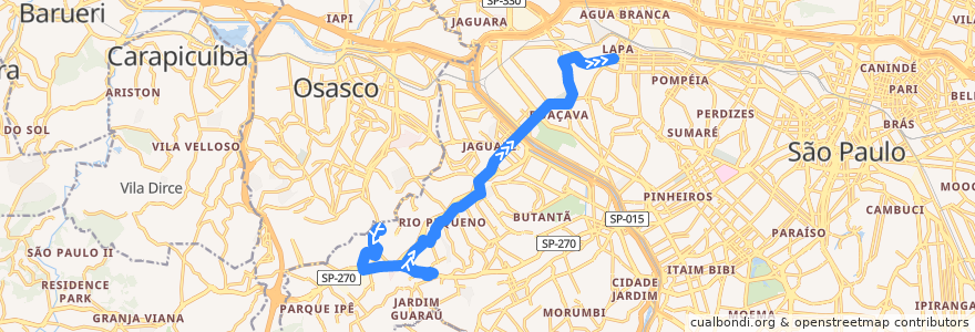 Mapa del recorrido 748A-10: Jardim D'Abril -> Lapa de la línea  en 상파울루.