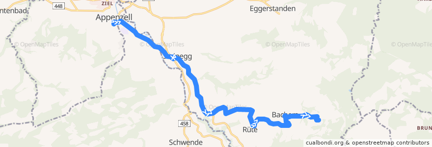 Mapa del recorrido Publicar Appenzell 193, Appenzell => Schwarzenegg de la línea  en Schwende-Rüte.