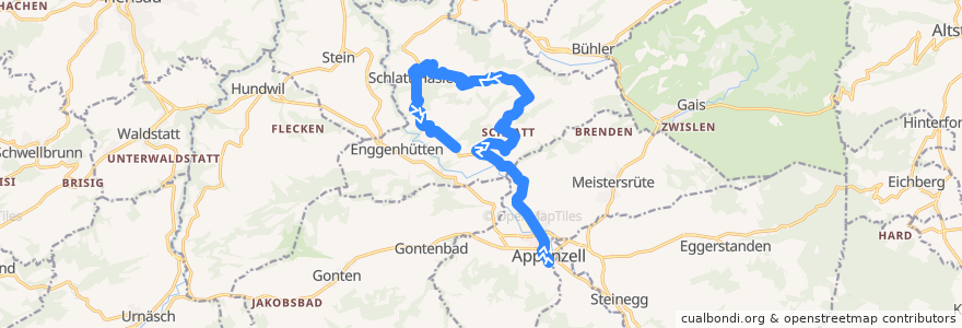 Mapa del recorrido Publicar Appenzell 193, Appenzell => Schlatt de la línea  en Appenzell Innerrhoden.