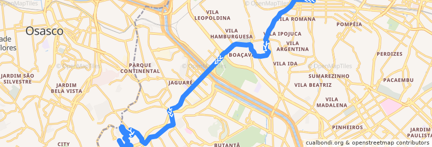 Mapa del recorrido 748A-42: Lapa -> Vila Dalva de la línea  en San Paolo.