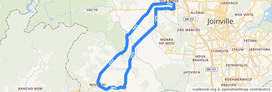 Mapa del recorrido Circular Oeste via Estrada Blumenau de la línea  en 조인빌리.