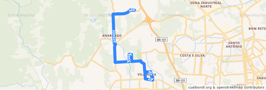 Mapa del recorrido Estrada Anaburgo (Bororós) de la línea  en 조인빌리.