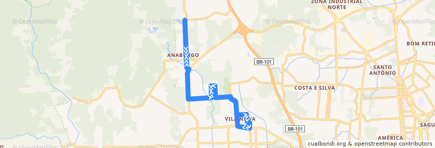 Mapa del recorrido Estrada Anaburgo de la línea  en 조인빌리.