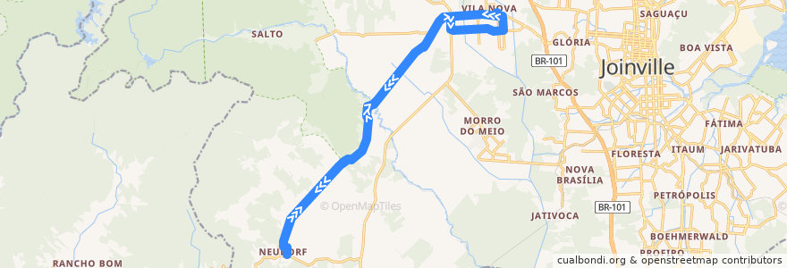 Mapa del recorrido Estrada Blumenau de la línea  en Joinville.