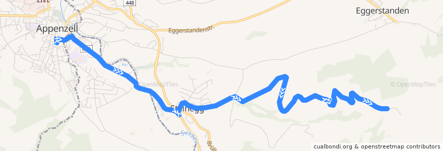 Mapa del recorrido Publicar Appenzell 193, Appenzell => Obere Steinegg de la línea  en Schwende-Rüte.