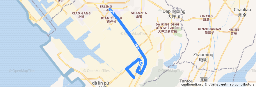 Mapa del recorrido 紅5(往程) de la línea  en Distretto di Xiaogang.