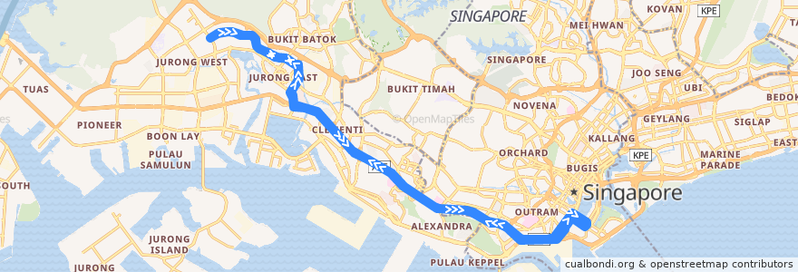 Mapa del recorrido Svc 657 de la línea  en 싱가포르.