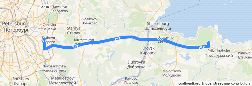 Mapa del recorrido Автобус № 469: Санкт-Петербург, река Оккервиль => садоводство "Восход - 1" de la línea  en Ленинградская область.