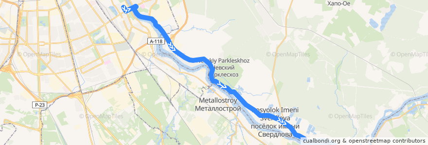 Mapa del recorrido Автобус № 476: станция метро "Ломоносовская" => посёлок имени Свердлова de la línea  en レニングラード州.