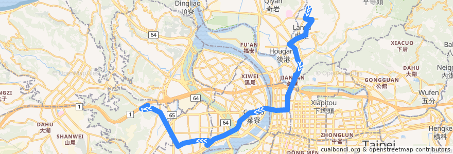 Mapa del recorrido 臺北市 616 泰山-天母 (返程) de la línea  en تايبيه الجديدة.