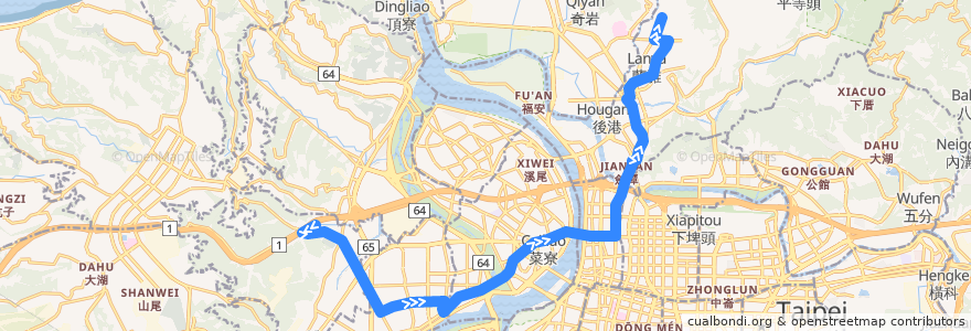 Mapa del recorrido 臺北市 616 泰山-天母 (往程) de la línea  en 新北市.