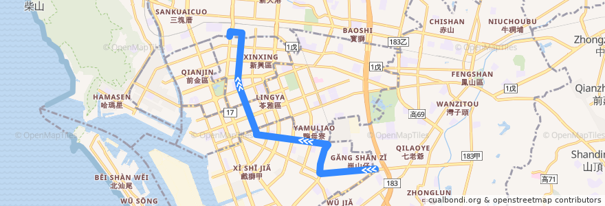 Mapa del recorrido 26路(往程) de la línea  en Kaohsiung.