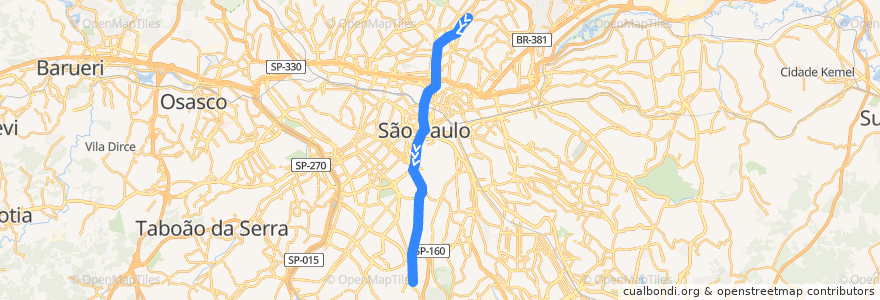 Mapa del recorrido Linha 1 - Azul: Tucuruvi ⇒ Jabaquara de la línea  en Sao Paulo.