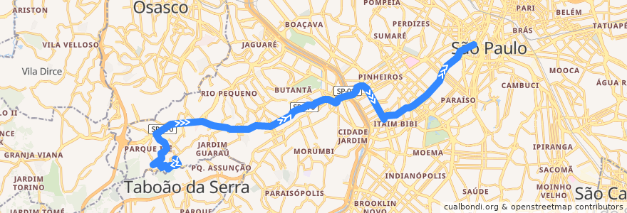 Mapa del recorrido 8610-10 Terminal Bandeira de la línea  en San Pablo.